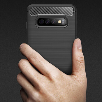 Ochranný silikónový obal karbón pre Samsung Galaxy S10 G973 - čierny