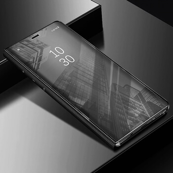 Zrkadlový plastový flip obal pre Samsung Galaxy S10 G973 - čierny