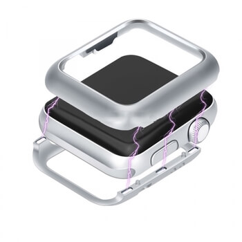 Magnetický hliníkový ochranný rámik pre Apple Watch 44 mm (4.série) - strieborný