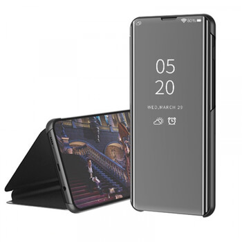 Zrkadlový plastový flip obal pre Xiaomi Redmi 7 - strieborný