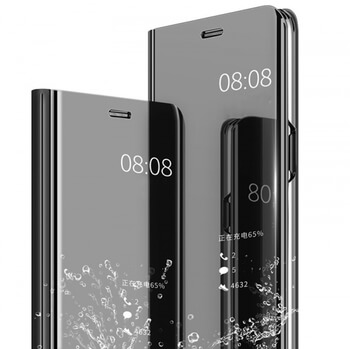 Zrkadlový plastový flip obal pre Huawei Y6 2019 - strieborný