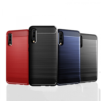 Ochranný silikónový obal karbón pre Samsung Galaxy A50 A505F - červený