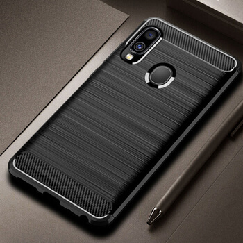 Ochranný silikónový obal karbón pre Samsung Galaxy A40 A405F - čierny