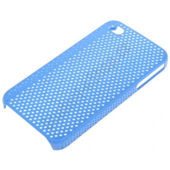 Plastový dierkovaný ochranný kryt pre Apple iPhone 4/4S - svetlo modrý