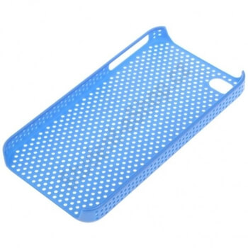 Plastový dierkovaný ochranný kryt pre Apple iPhone 4/4S - svetlo modrý