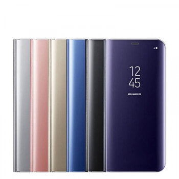 Zrkadlový plastový flip obal pre Samsung Galaxy A20e A202F - zlatý