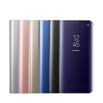 Zrkadlový plastový flip obal pre Huawei P Smart Z - strieborný