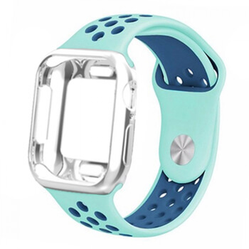 Silikónový obal s pásikom pre chytré hodinky Apple Watch 40 mm (4.série) - modrý