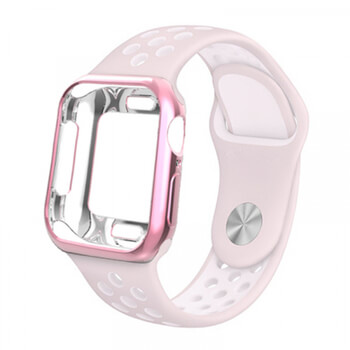 Silikónový obal s pásikom pre chytré hodinky Apple Watch 40 mm (4.série) - ružový