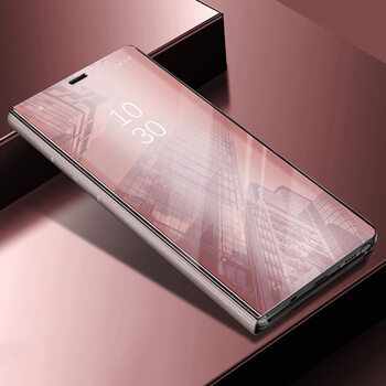 Zrkadlový plastový flip obal pre Xiaomi Redmi 7A - ružový