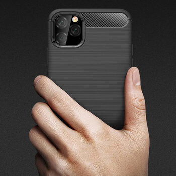 Ochranný silikónový obal karbón pre Apple iPhone 11 Pro - čierny