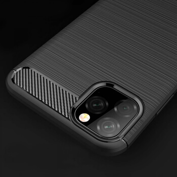 Ochranný silikónový obal karbón pre Apple iPhone 11 Pro Max - čierny