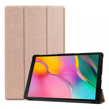 2v1 Smart flip cover + zadný plastový ochranný kryt pre Samsung Galaxy Tab A 10.1 2019 (T515) - zlatý