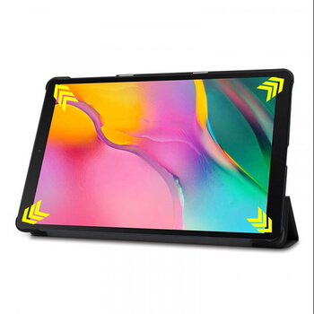 2v1 Smart flip cover + zadný plastový ochranný kryt pre Samsung Galaxy Tab A 10.1 2019 (T515) - zlatý
