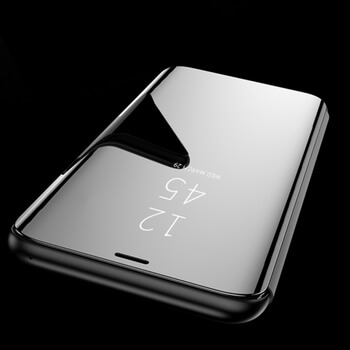 Zrkadlový plastový flip obal pre Xiaomi Redmi Note 8 - čierny