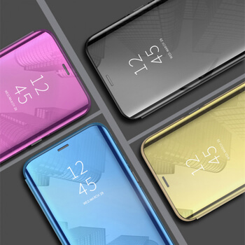 Zrkadlový plastový flip obal pre Xiaomi Redmi Note 8 - strieborný