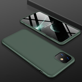 Ochranný 360 ° celotelový plastový kryt pre Apple iPhone 11 - zelený