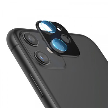 2v1 Ochranný hliníkový rámček a ochranné sklo na zadnú kameru pre Apple iPhone 11 - čierny