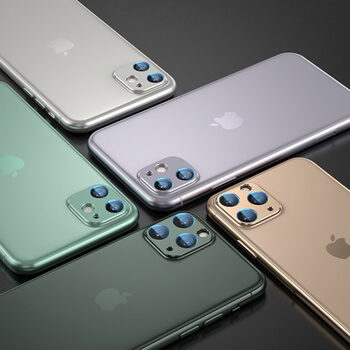 2v1 Ochranný hliníkový rámček a ochranné sklo na zadnú kameru pre Apple iPhone 11 - červený