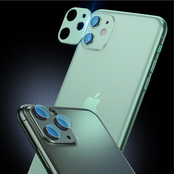 2v1 Ochranný hliníkový rámček a ochranné sklo na zadnú kameru pre Apple iPhone 11 - strieborný