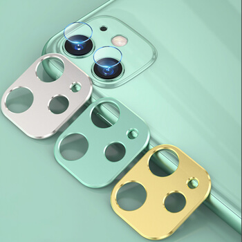 2v1 Ochranný hliníkový rámček a ochranné sklo na zadnú kameru pre Apple iPhone 11 - zlatý