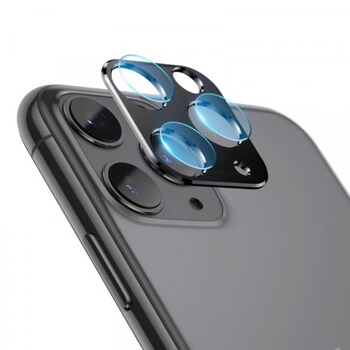 2v1 Ochranný hliníkový rámček a ochranné sklo na zadnú kameru pre Apple iPhone 11 Pro - čierny