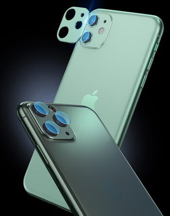 2v1 Ochranný hliníkový rámček a ochranné sklo na zadnú kameru pre Apple iPhone 11 Pro - strieborný