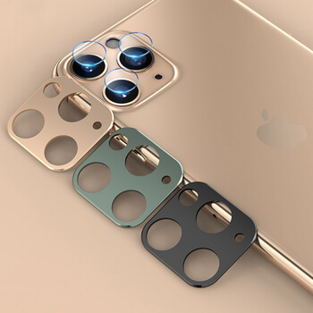 2v1 Ochranný hliníkový rámček a ochranné sklo na zadnú kameru pre Apple iPhone 11 Pro Max - čierny