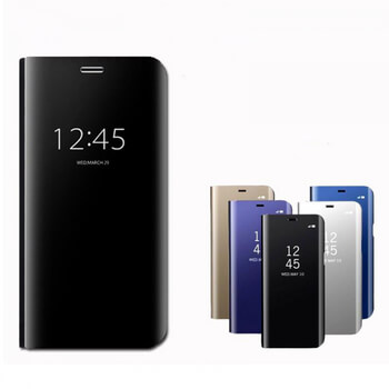 Zrkadlový plastový flip obal pre Huawei Nova 5T - modrý
