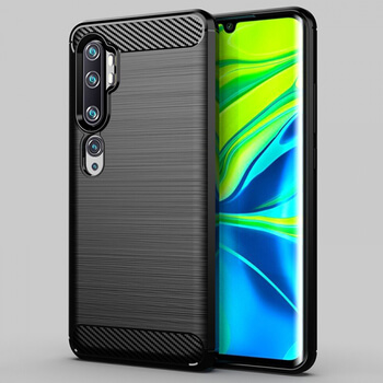 Ochranný silikónový obal karbón pre Xiaomi Mi Note 10 (Pro) - čierny