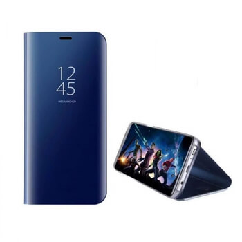 Zrkadlový plastový flip obal pre Honor 9X - modrý