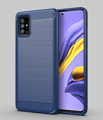 Ochranný silikónový obal karbón pre Samsung Galaxy A51 A515F - modrý