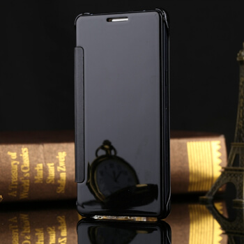 Zrkadlový silikónový flip obal pre Samsung Galaxy A71 A715F - čierny