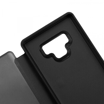 Zrkadlový silikónový flip obal pre Samsung Galaxy A71 A715F - čierny