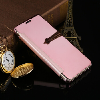 Zrkadlový silikónový flip obal pre Samsung Galaxy A71 A715F - ružový