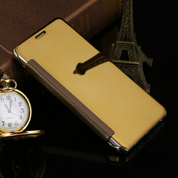Zrkadlový silikónový flip obal pre Samsung Galaxy A71 A715F - zlatý