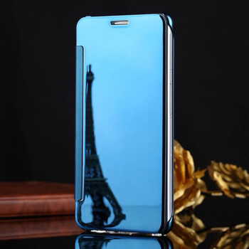 Zrkadlový silikónový flip obal pre Samsung Galaxy S20 G980F - modrý