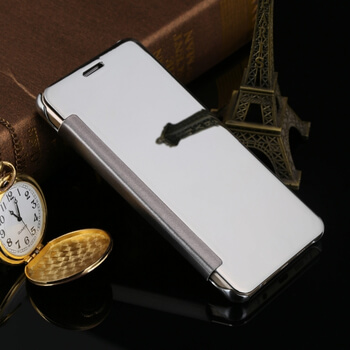 Zrkadlový silikónový flip obal pre Samsung Galaxy S20 G980F - strieborný