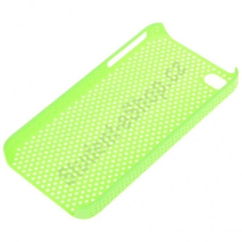 Plastový dierkovaný ochranný kryt pre Apple iPhone 4/4S - zelený