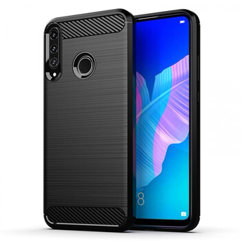 Ochranný silikónový obal karbón pre Huawei P40 Lite E - čierny