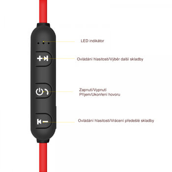 Športové Bluetooth bezdrôtová slúchadlá s ovládaním a magnety - čierna