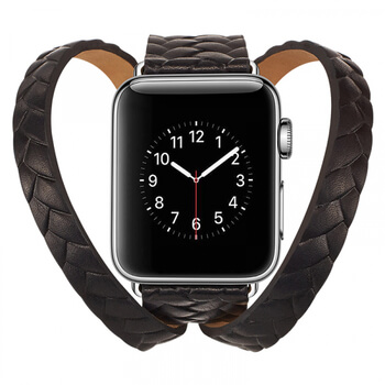 Luxusné pásik remienok pre Apple Watch 38 mm (2.+3.série) z pravej kože - čierny