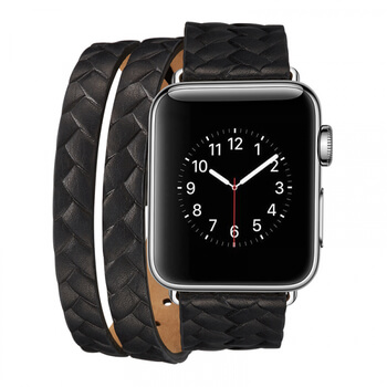 Luxusné pásik remienok pre Apple Watch 42 mm (2.+3.série) z pravej kože - čierny