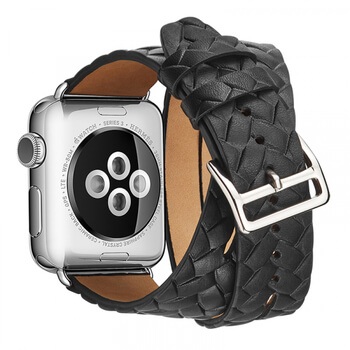 Luxusné pásik remienok pre Apple Watch 42 mm (2.+3.série) z pravej kože - čierny