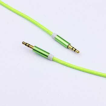 Audio Jack prepojovací nylonový kábel AUX redukcia 1,5 m zelený