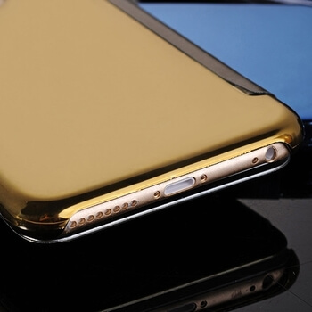 Zrkadlový plastový flip obal pre Apple iPhone 7 - čierny