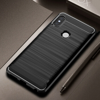 Ochranný silikónový obal karbón pre Xiaomi Mi A2 Lite - čierny