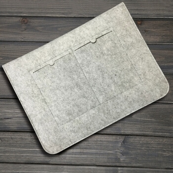 Ochranný filcový obal ,, LIST ,, s koženými detailmi pre Apple MacBook Air 13" (2012-2017) - šedý