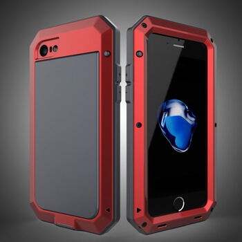 EXTRÉMNE odolný hliníkovo-silikónový obal pre Apple iPhone SE (2020) - červený