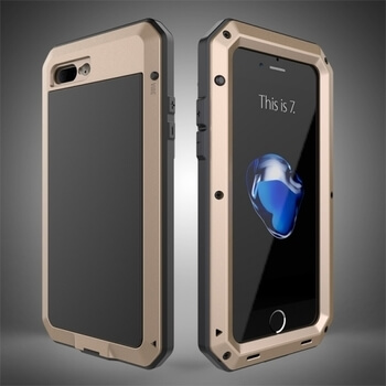 EXTRÉMNE odolný hliníkovo-silikónový obal pre Apple iPhone SE (2020) - zlatý